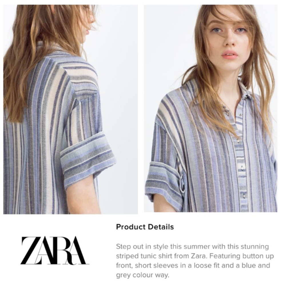 GORGEOUS!  ZARA Basic striped tunic/shirt dress XS - Picture 3 of 6